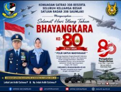 KOMANDAN SATRAD 308 BESERTA SELURUH KELUARGA BESAR SATUAN RADAR 308 SAUMLAKI Mengucapkan DIRGAHAYU BHAYANGKARA KE-80